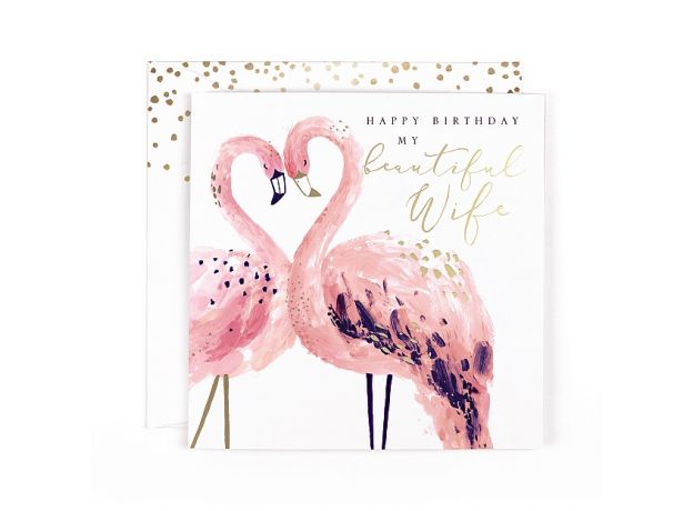 Hotchpotch Swan Lake "Beautiful Wife" Flamingo Birthday Card
