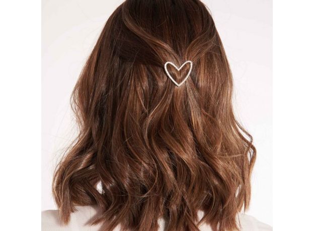 Joma Hair Accessory Silver Pave Heart Clip