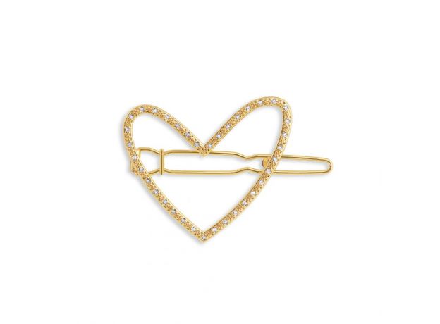 Joma Hair Accessory Gold Pave Heart Clip