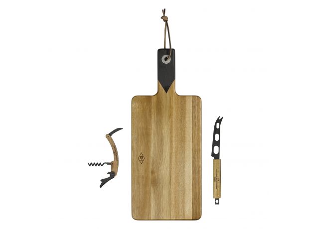 Gentleman's Hardware Cheese Board, Knife and Wine Opener Set