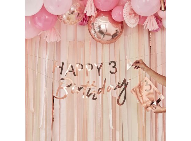 Ginger Ray Personalised Rose Gold Birthday Banner