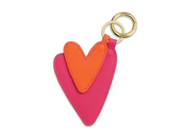 Katie Loxton Luxe Heart Keyring - Hot Pink/Orange