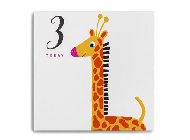 Janie Wilson "3 Today" Kids Giraffe Birthday Card