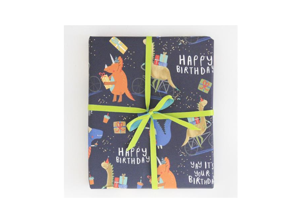 Caroline Gardner Dinosaurs "Happy Birthday" Gift Wrap Sheet