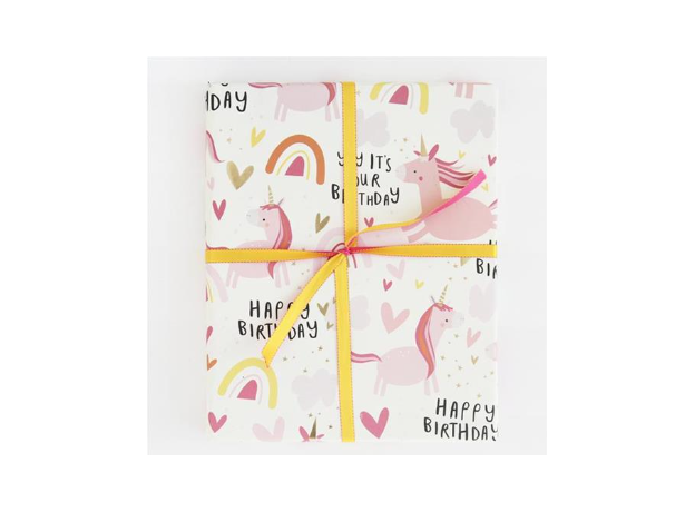 Caroline Gardner Unicorns "Happy Birthday" Gift Wrap Sheet