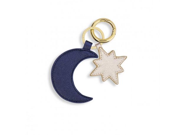 Katie Loxton Luxe Moon & Star Keyring - Metallic Navy/Gold