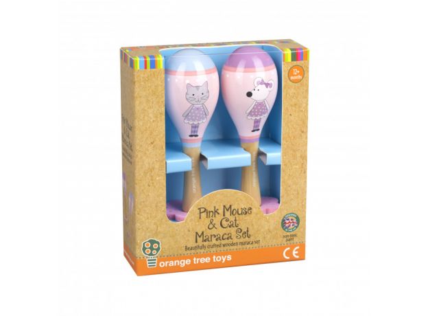 Orange Tree Toys "Pink Mouse & Cat" Maracas Set