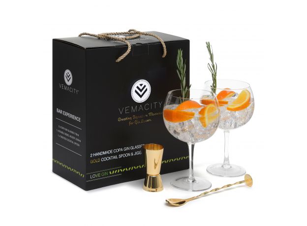 Handmade Copa Gin Glasses with Gold Accessories - Gift Boxed