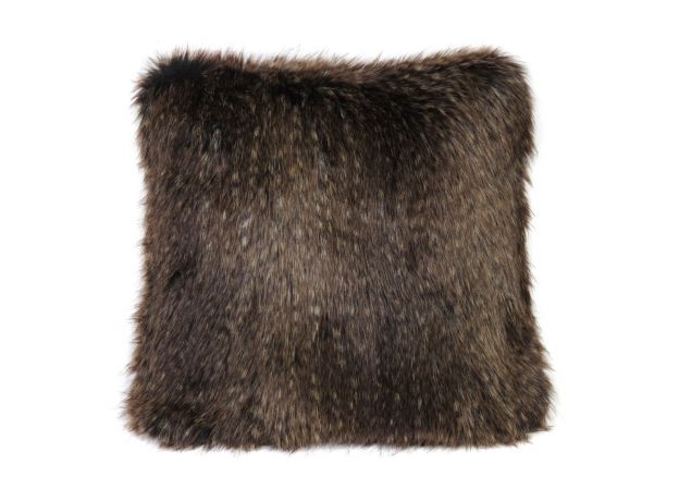 Luxurious Square  Faux Fur Cushion & Pad  - Brown Bear