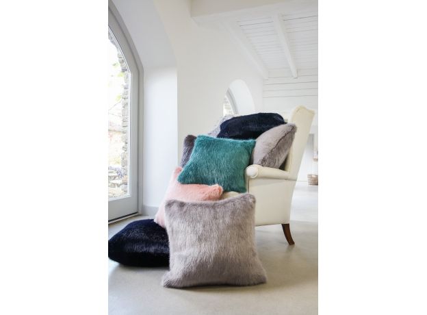 Luxurious Square 40cm Faux Fur Cushion & Pad  - Lady Grey