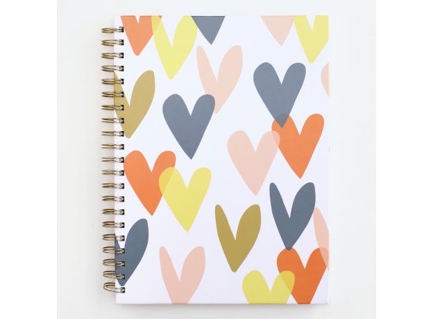 Caroline Gardner Falling Hearts Spiral Notebook